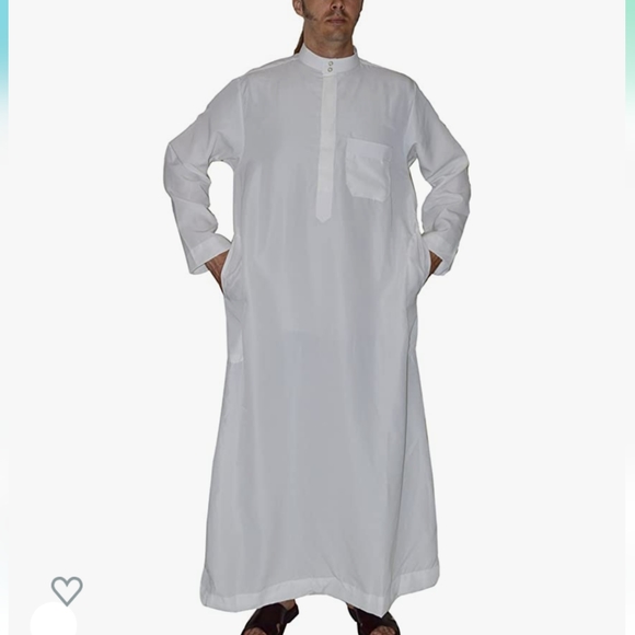 Kaftans New White Arabic Robes Long Sleeve Islamic Thobe Qatar Muslim